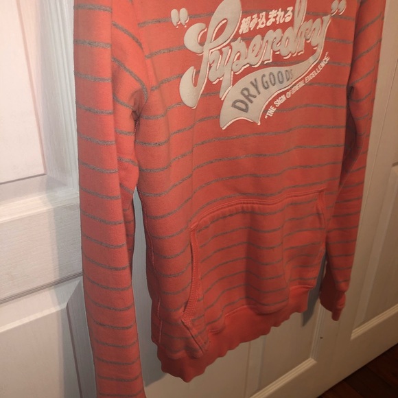 SUPERDRY Peach & Grey Striped Hoodie - Picture 3 of 3